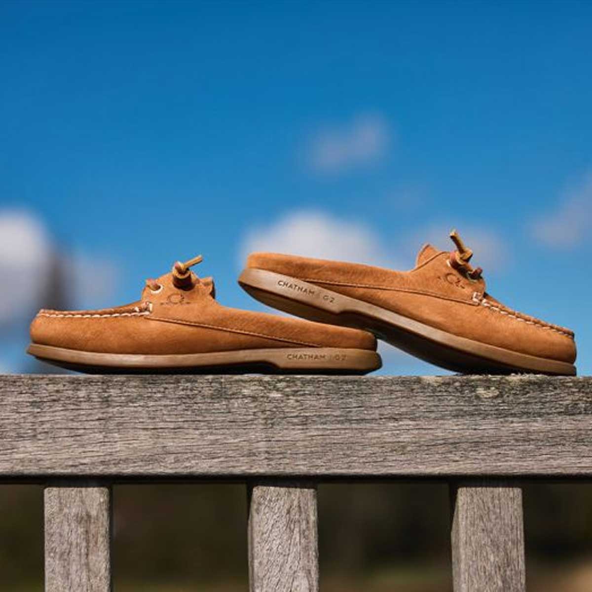 CHATHAM Ladies Lyme G2 Leather Mule Boat Shoes - Tan - Image 2