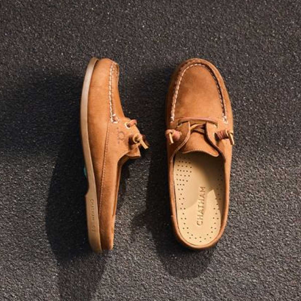 CHATHAM Ladies Lyme G2 Leather Mule Boat Shoes - Tan - Image 3