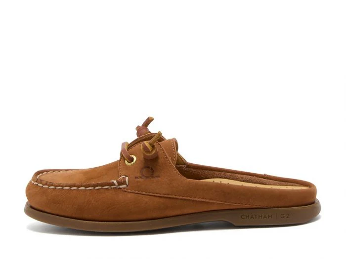 CHATHAM Ladies Lyme G2 Leather Mule Boat Shoes - Tan - Image 4