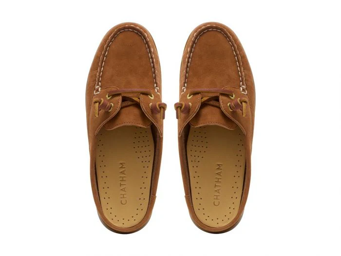 CHATHAM Ladies Lyme G2 Leather Mule Boat Shoes - Tan - Image 6