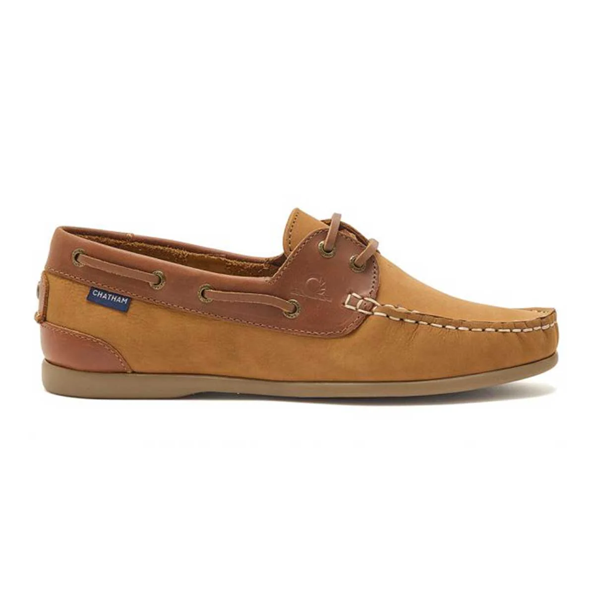 CHATHAM Ladies Penang Leather Boat Shoes - Tan / Dark Tan
