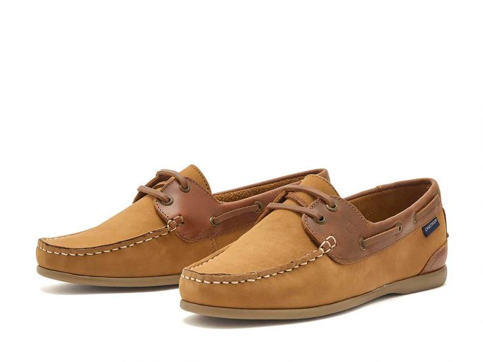 CHATHAM Ladies Penang Leather Boat Shoes - Tan / Dark Tan - Image 2