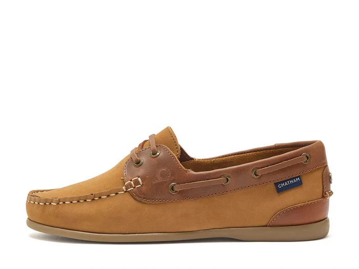 CHATHAM Ladies Penang Leather Boat Shoes - Tan / Dark Tan - Image 3