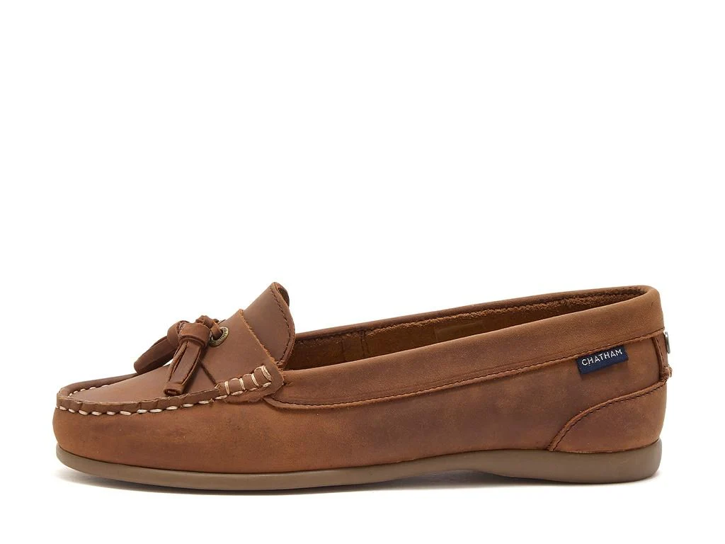 CHATHAM Ladies Pulau Leather Boat Shoes - Dark Tan - Image 3