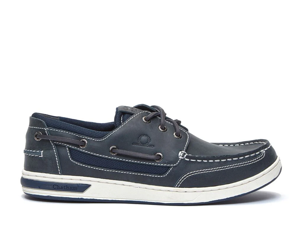 CHATHAM Buton G2 Leather Boat Shoes - Men's - Navy