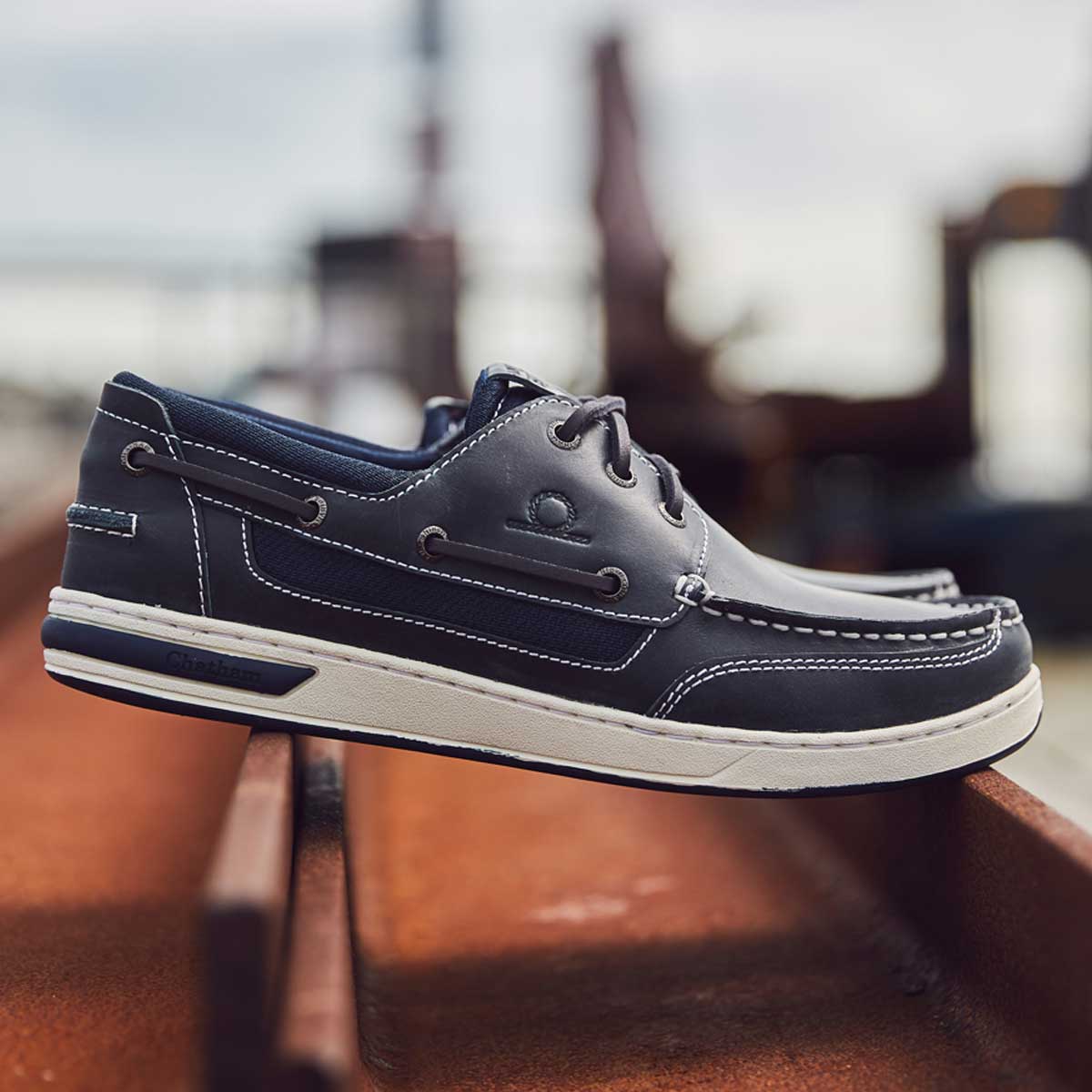 CHATHAM Buton G2 Leather Boat Shoes - Men's - Navy - Image 2