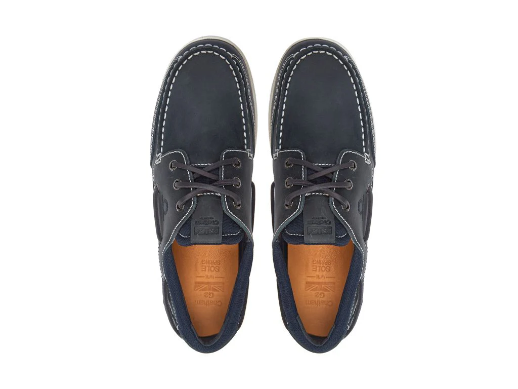 CHATHAM Buton G2 Leather Boat Shoes - Men's - Navy - Image 4