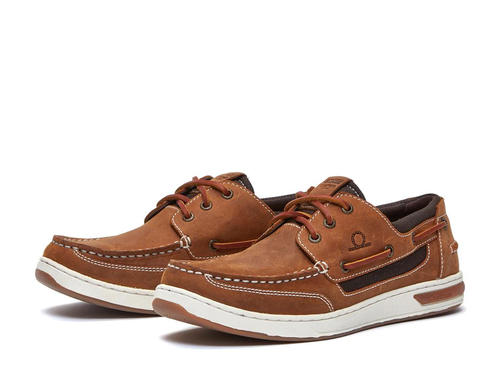 CHATHAM Buton G2 Leather Boat Shoes - Men's - Walnut/Gum - Image 3
