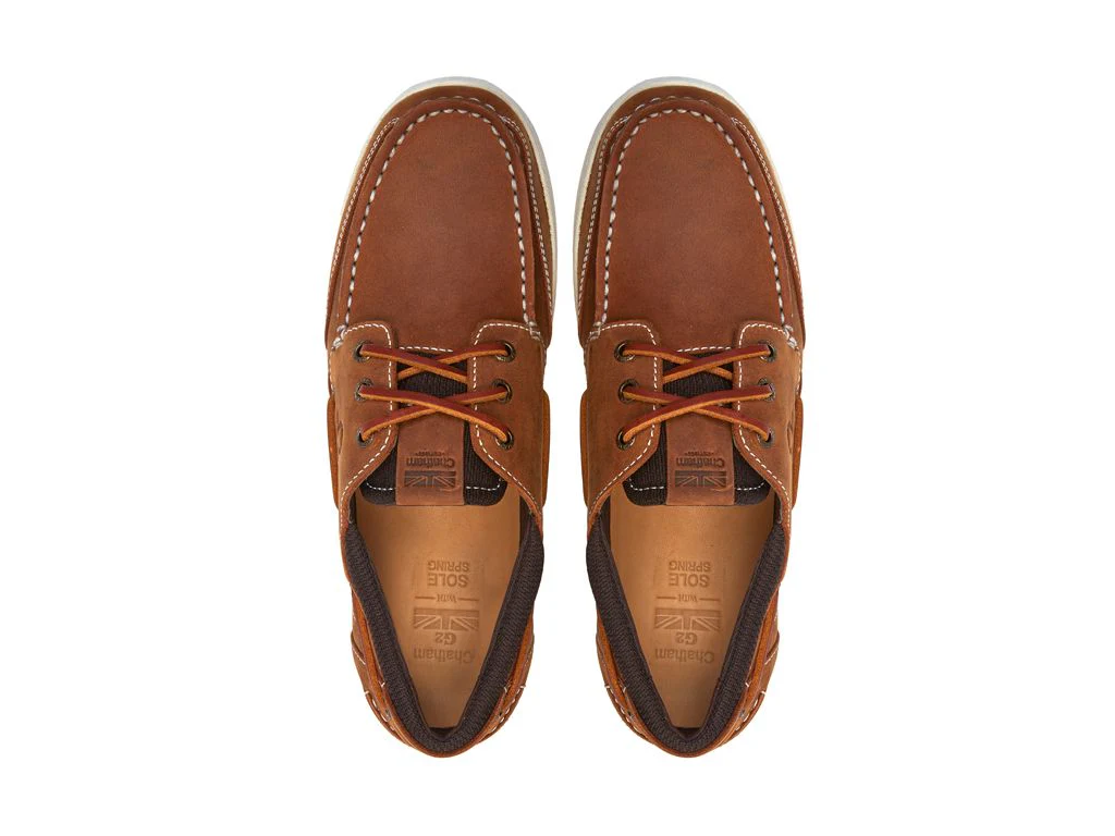 CHATHAM Buton G2 Leather Boat Shoes - Men's - Walnut/Gum - Image 4