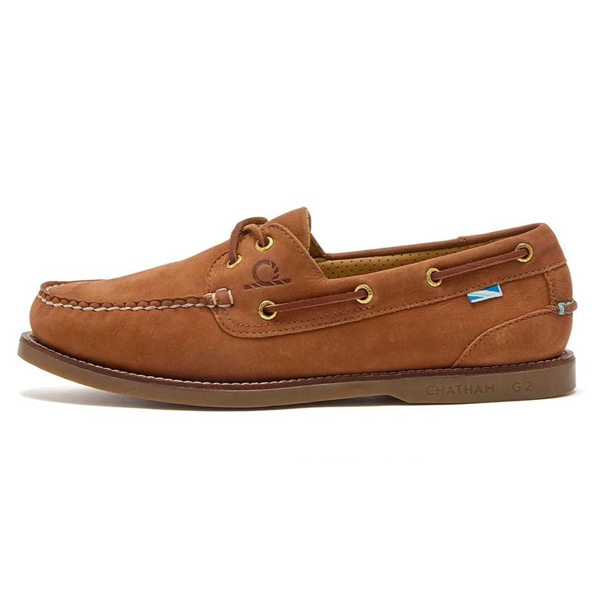 CHATHAM Mens Lyme G2 Leather Boat Shoes - Tan - Image 3