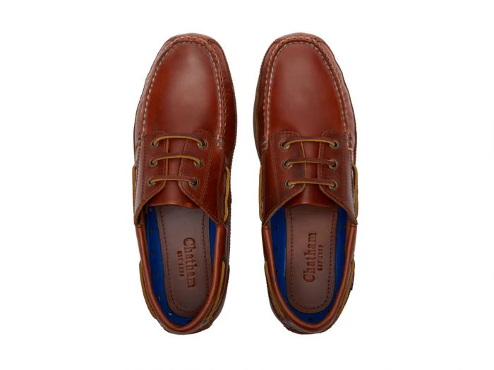 CHATHAM Mens Rockwell G2 Wide Fit Leather Boat Shoes - Chestnut - Image 4