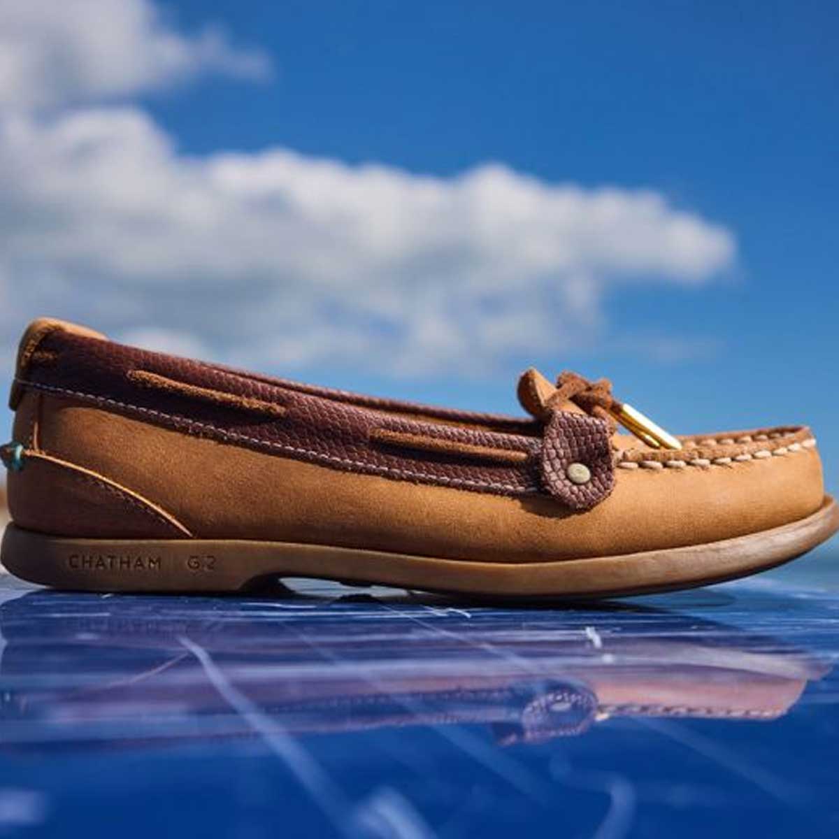 CHATHAM Rota G2 Leather Slip-On Boat Shoes - Women's - Walnut / Brown Snake - Image 2