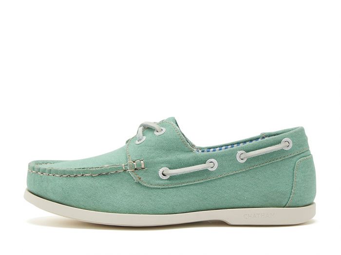 CHATHAM x JOULES Jetty Canvas Boat Shoes - Women's - Green - Image 3