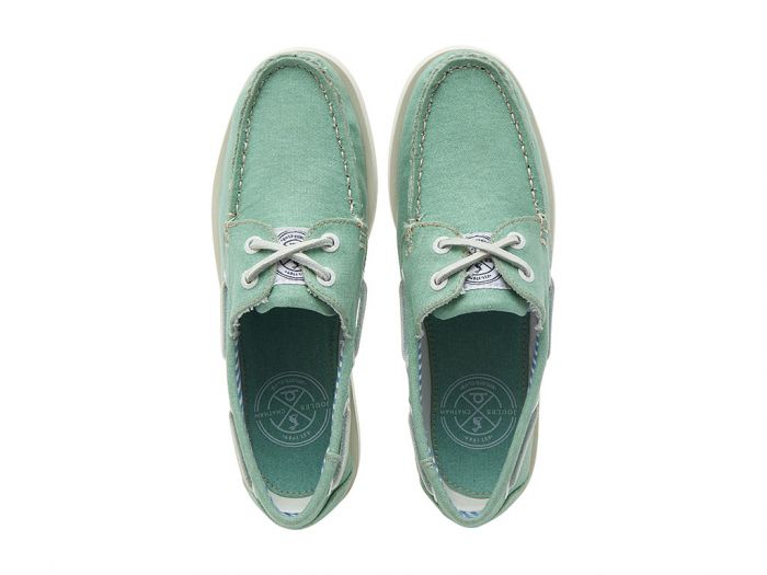 CHATHAM x JOULES Jetty Canvas Boat Shoes - Women's - Green - Image 4