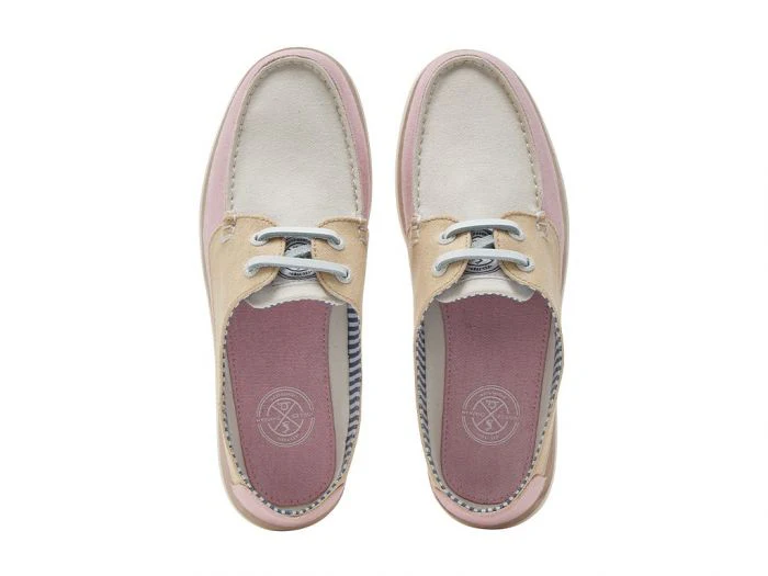 CHATHAM x JOULES Mariner Canvas Slip-On Deck Shoes - Ladies - Pink / White - Image 4