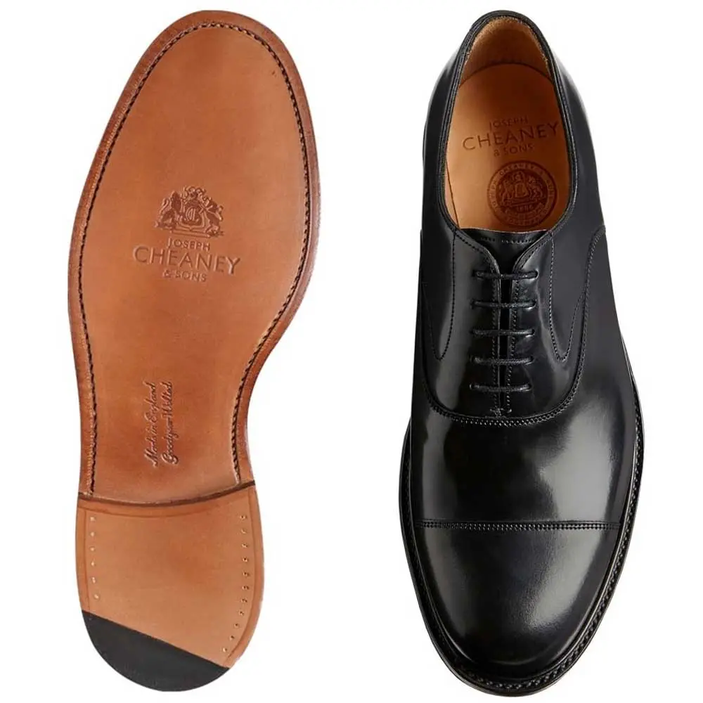 CHEANEY Shoes - Greenwich Capped Oxford - Black Hi-Shine - Image 2