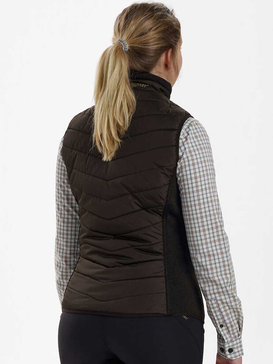 DEERHUNTER Lady Caroline Padded Waistcoat with Knit - Brown Leaf - Image 2