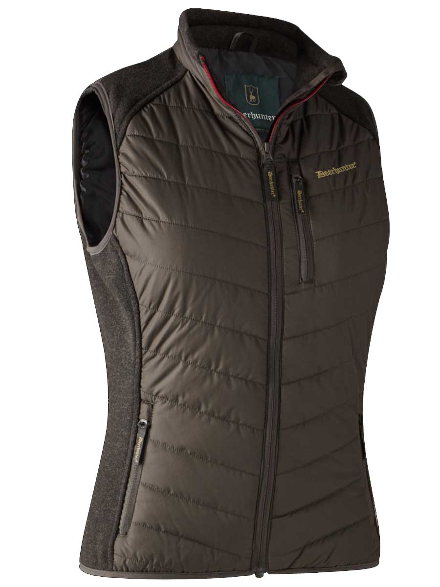 DEERHUNTER Lady Caroline Padded Waistcoat with Knit - Brown Leaf - Image 4