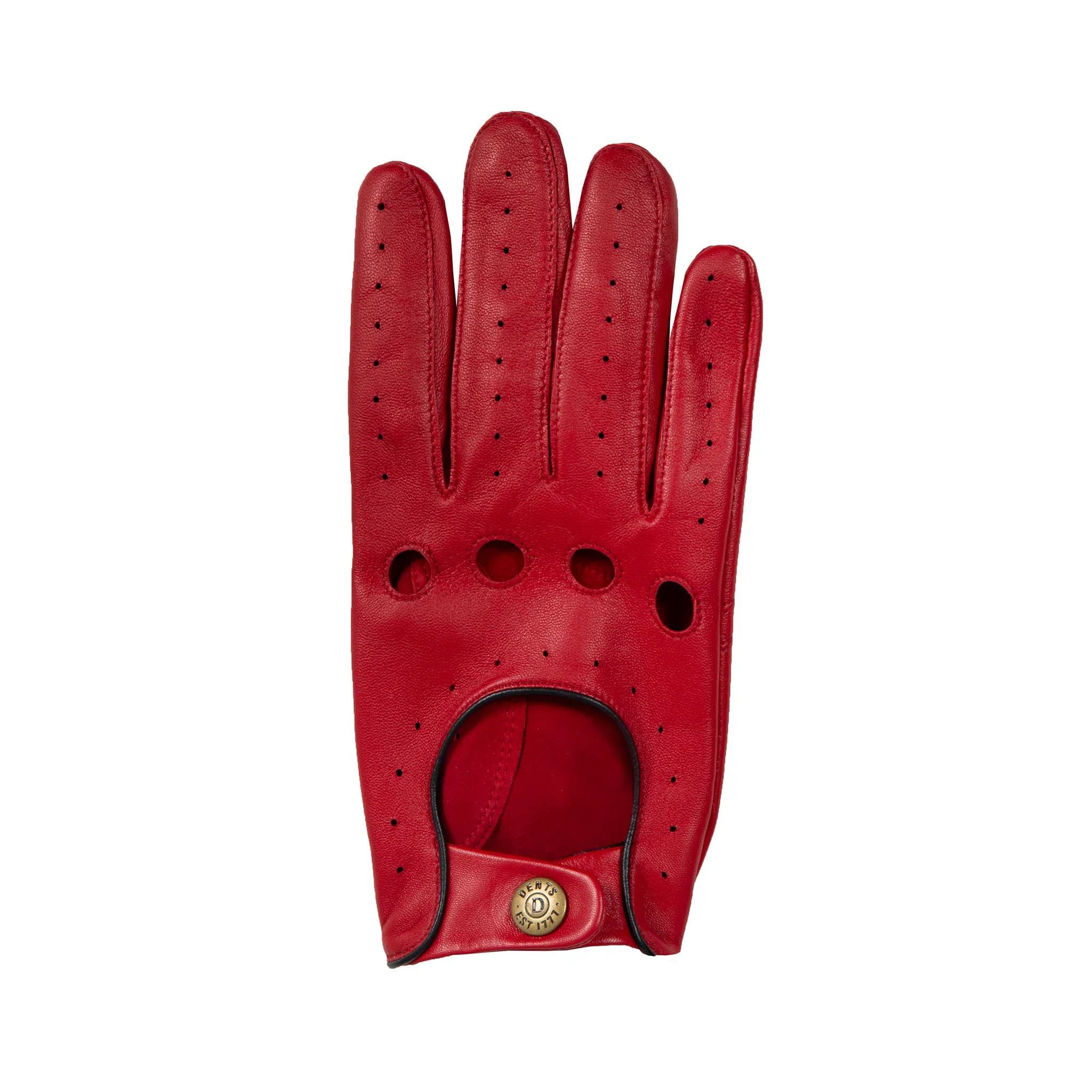 DENTS Delta Men's Classic Leather Driving Gloves - Berry & Black - Image 5