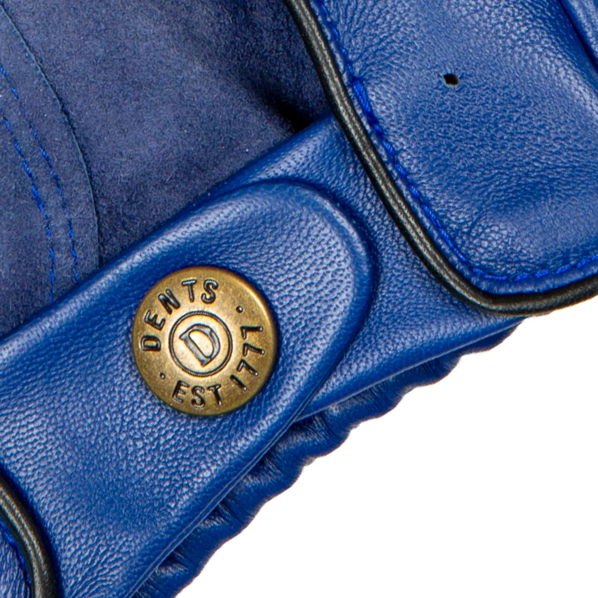 DENTS Delta Men's Classic Leather Driving Gloves - Royal Blue & Black - Image 11