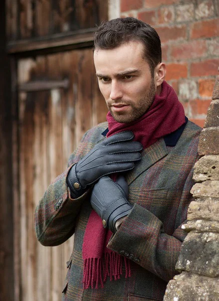 DENTS Gloucester Cashmere-Lined Deerskin Leather Gloves with Cashmere Cuffs - Mens - Navy - Image 2