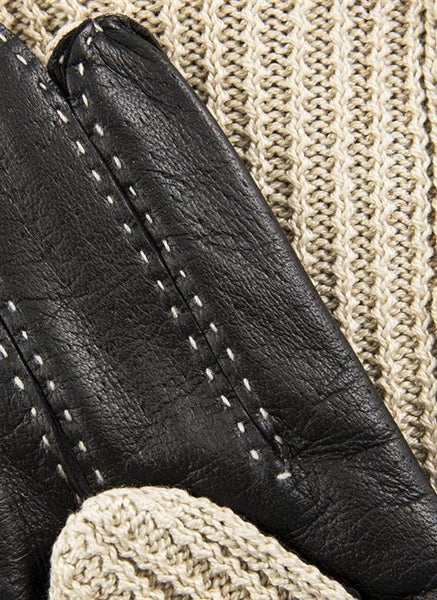 DENTS Kelly Crochet Back Leather Driving Gloves - Women's - Neutral & Black - Image 4