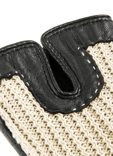 DENTS Kelly Crochet Back Leather Driving Gloves - Women's - Neutral & Black - Image 5
