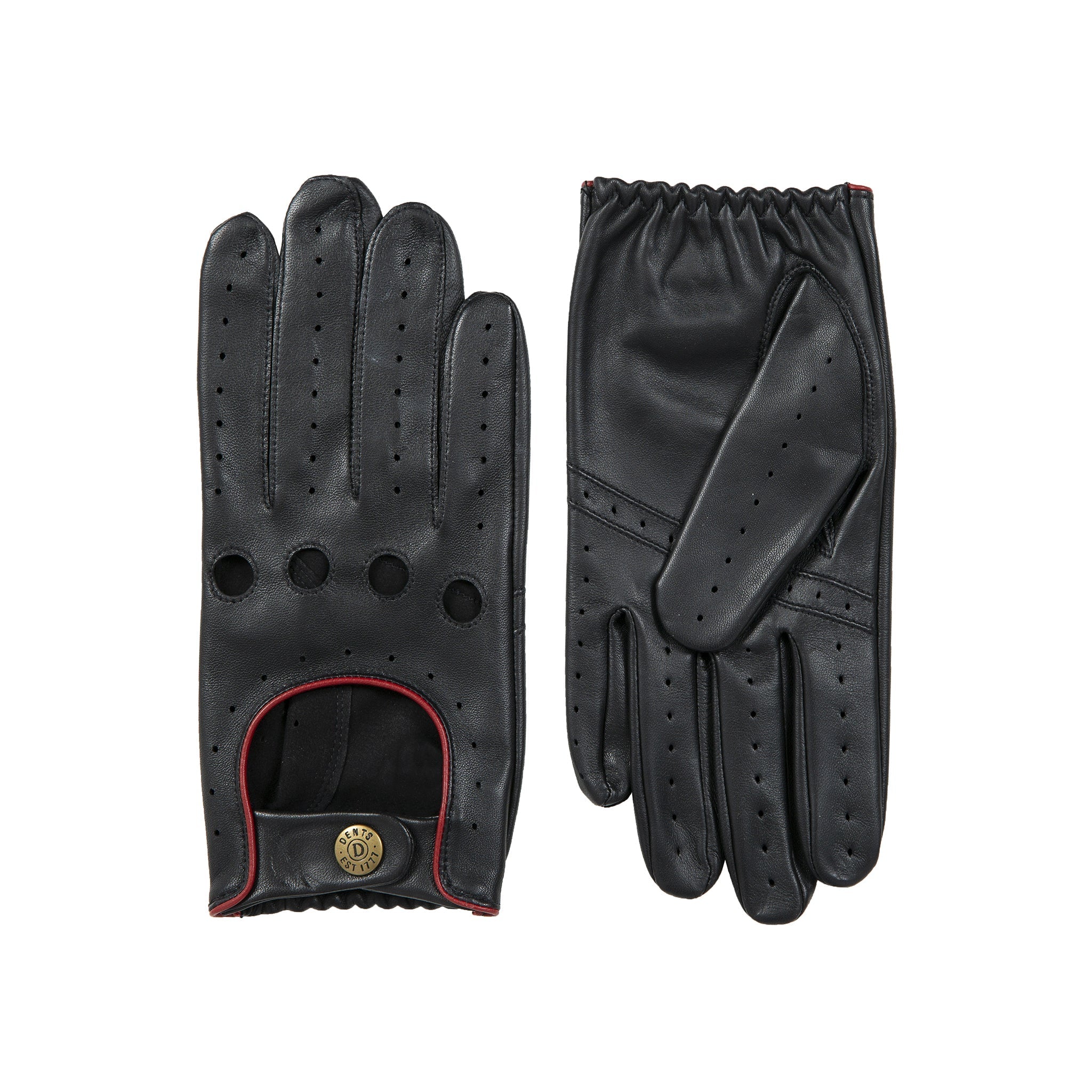 DENTS Delta Men's Classic Leather Driving Gloves - Black & Berry - Image 10