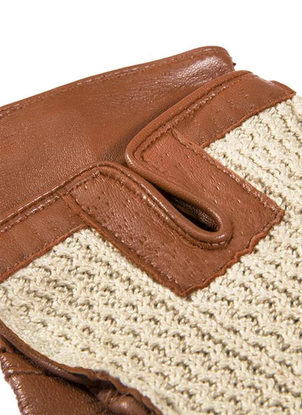 DENTS Lancaster Crochet Back Leather Driving Gloves - Mens - Neutral & Cognac - Image 3