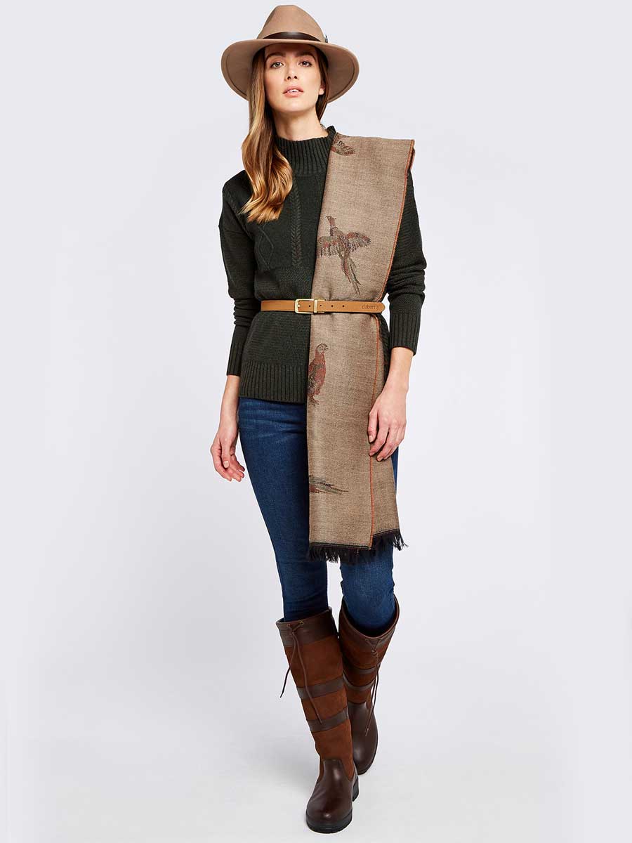 DUBARRY Birchdale Ladies Wool Stole - Taupe - Image 4
