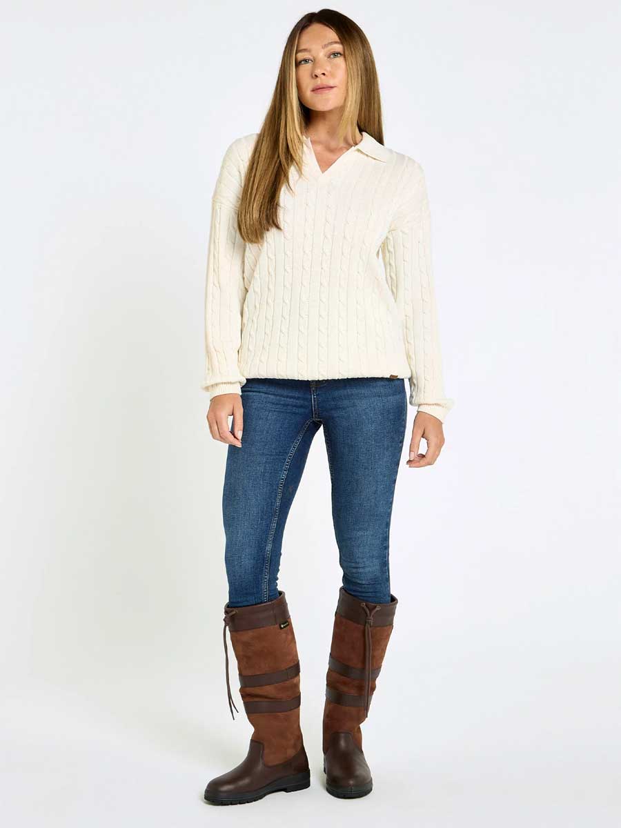 DUBARRY Brownville Cable Knit Jumper - Womens - Oyster - Image 3