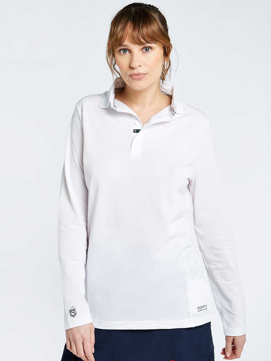 DUBARRY Freshford Unisex Long-Sleeved Technical Polo - White - Image 8
