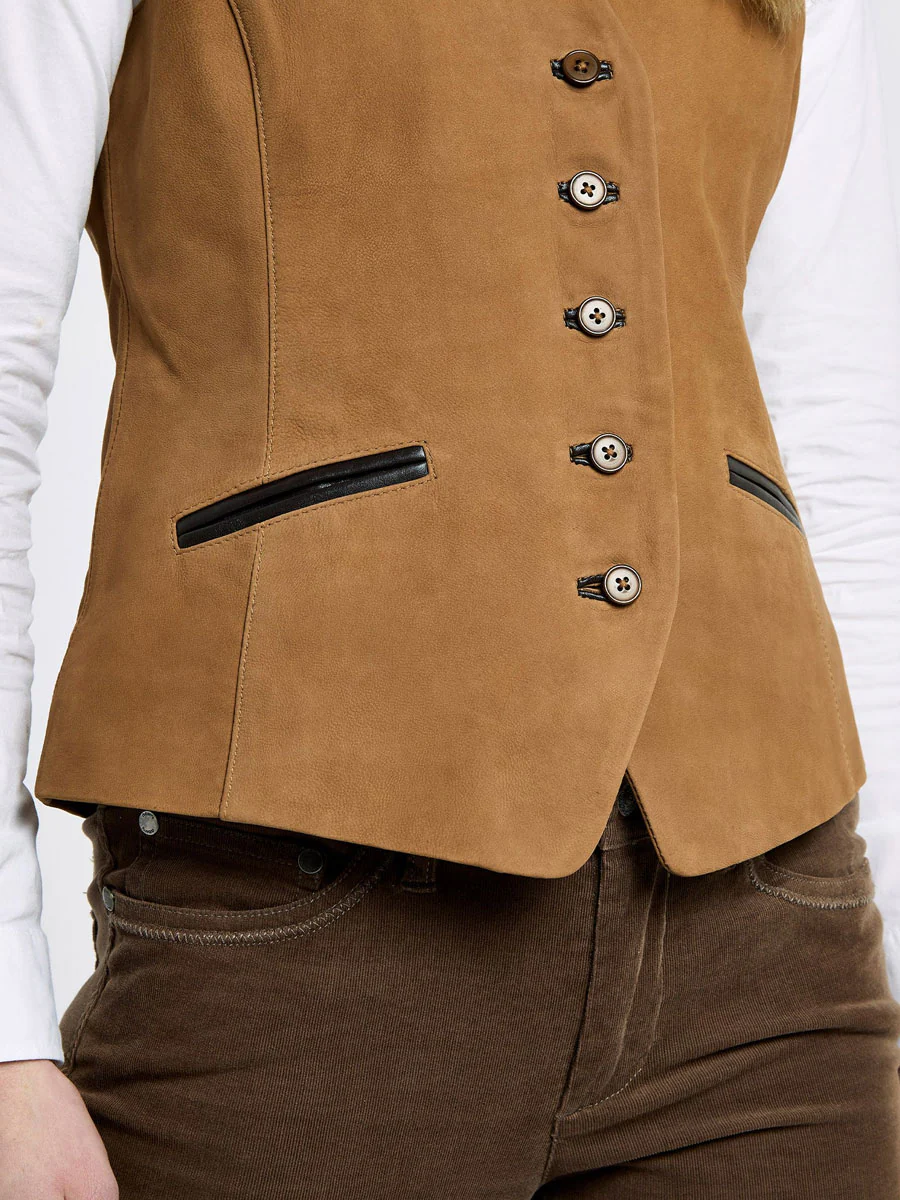 DUBARRY Greville Tailored Leather Waistcoat - Women's - Tan - Image 2