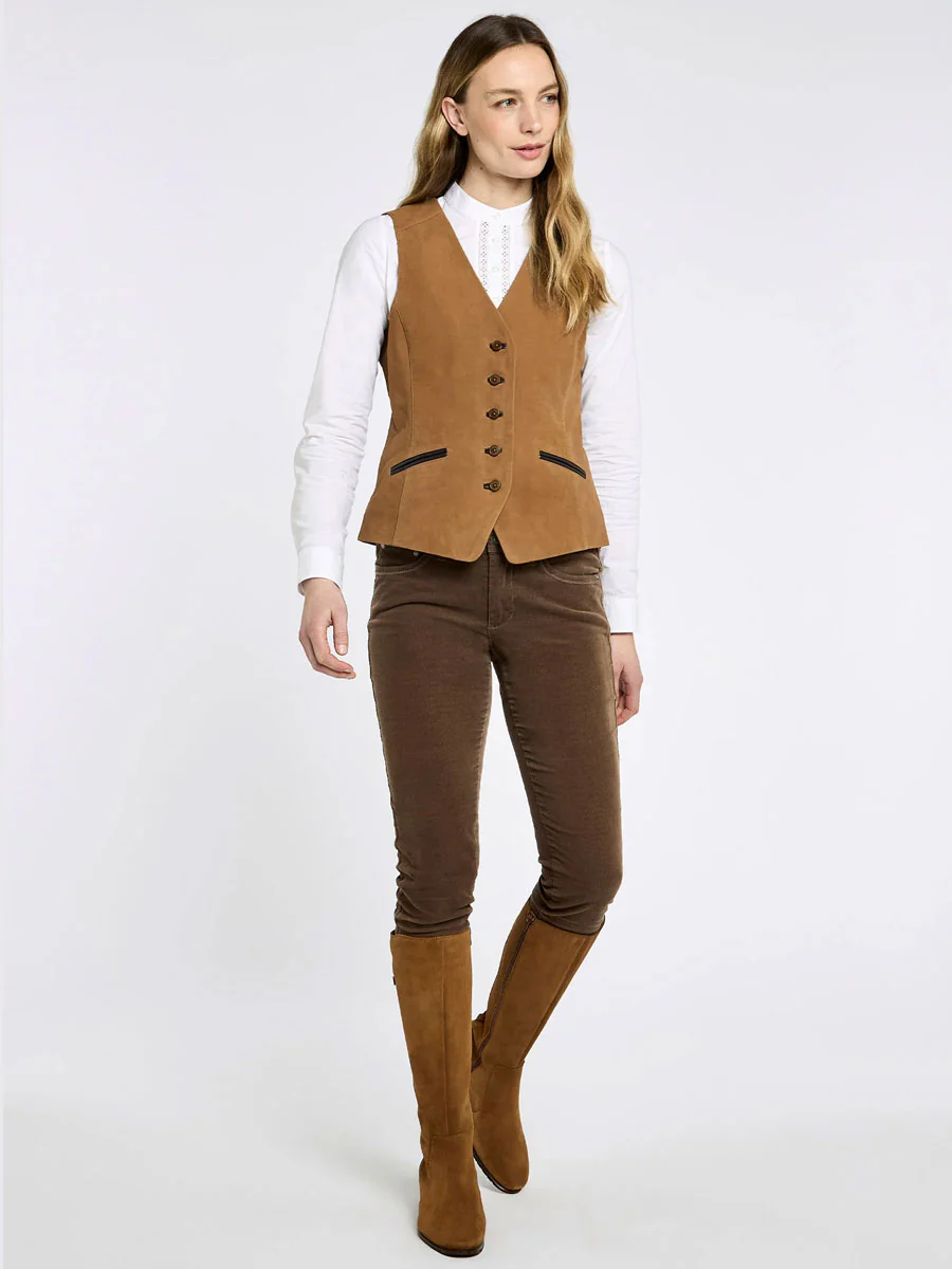 DUBARRY Greville Tailored Leather Waistcoat - Women's - Tan - Image 3