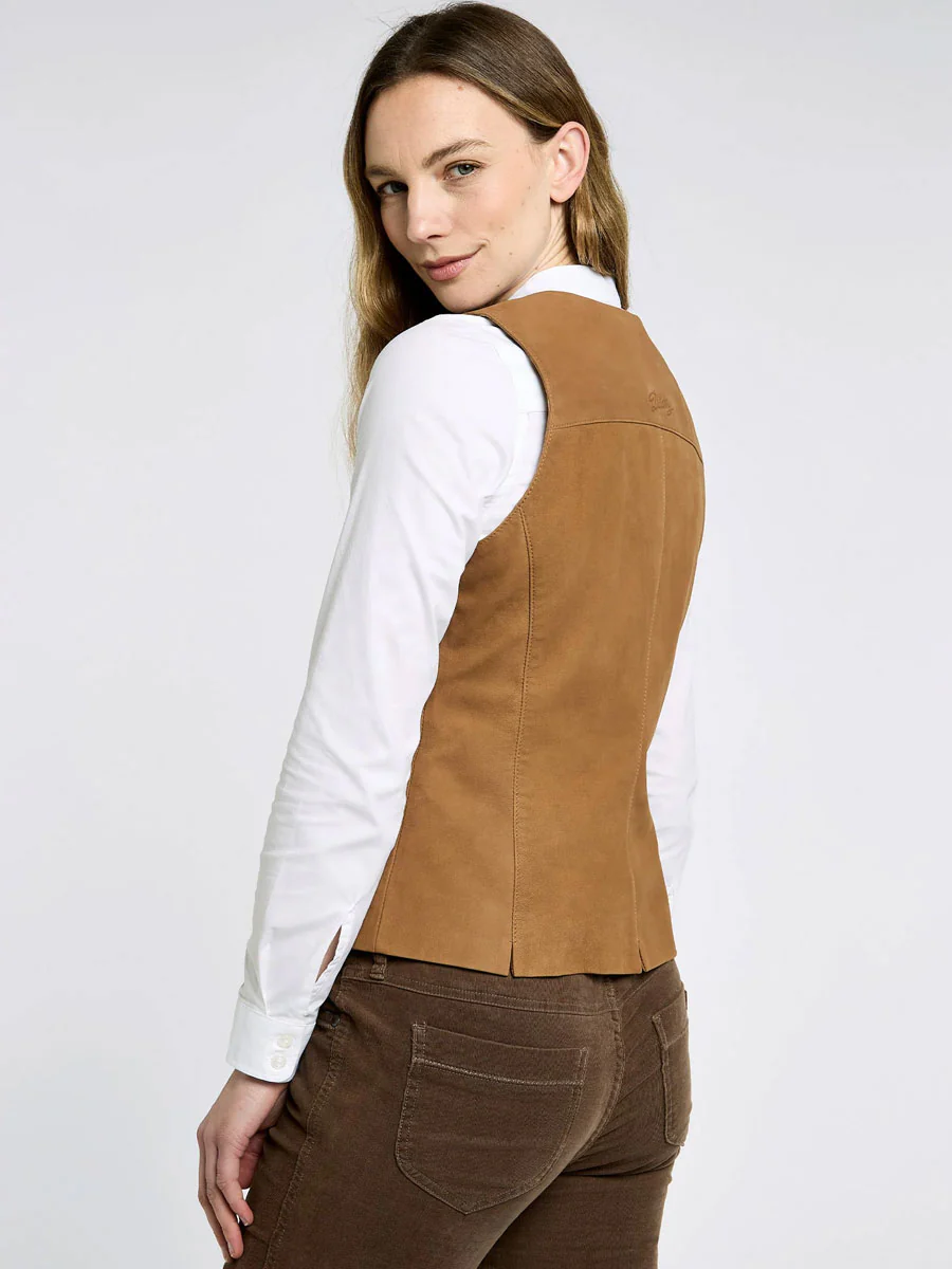 DUBARRY Greville Tailored Leather Waistcoat - Women's - Tan - Image 5
