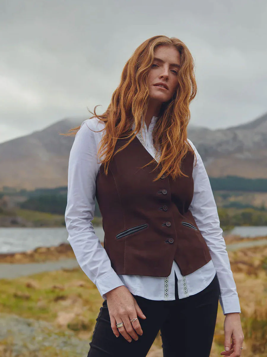 DUBARRY Greville Tailored Leather Waistcoat - Women's - Walnut - Image 2