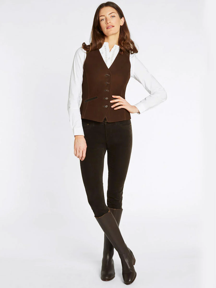 DUBARRY Greville Tailored Leather Waistcoat - Women's - Walnut - Image 3