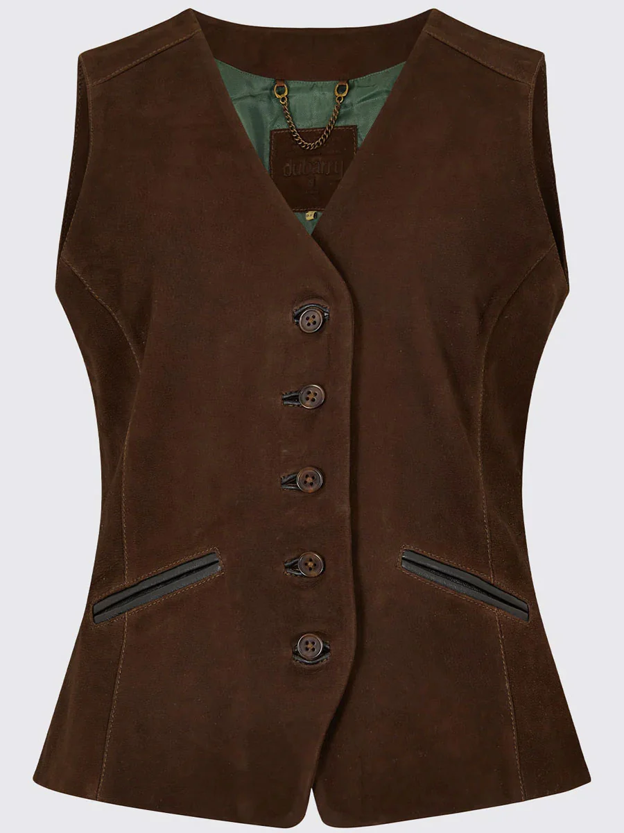 DUBARRY Greville Tailored Leather Waistcoat - Women's - Walnut - Image 4