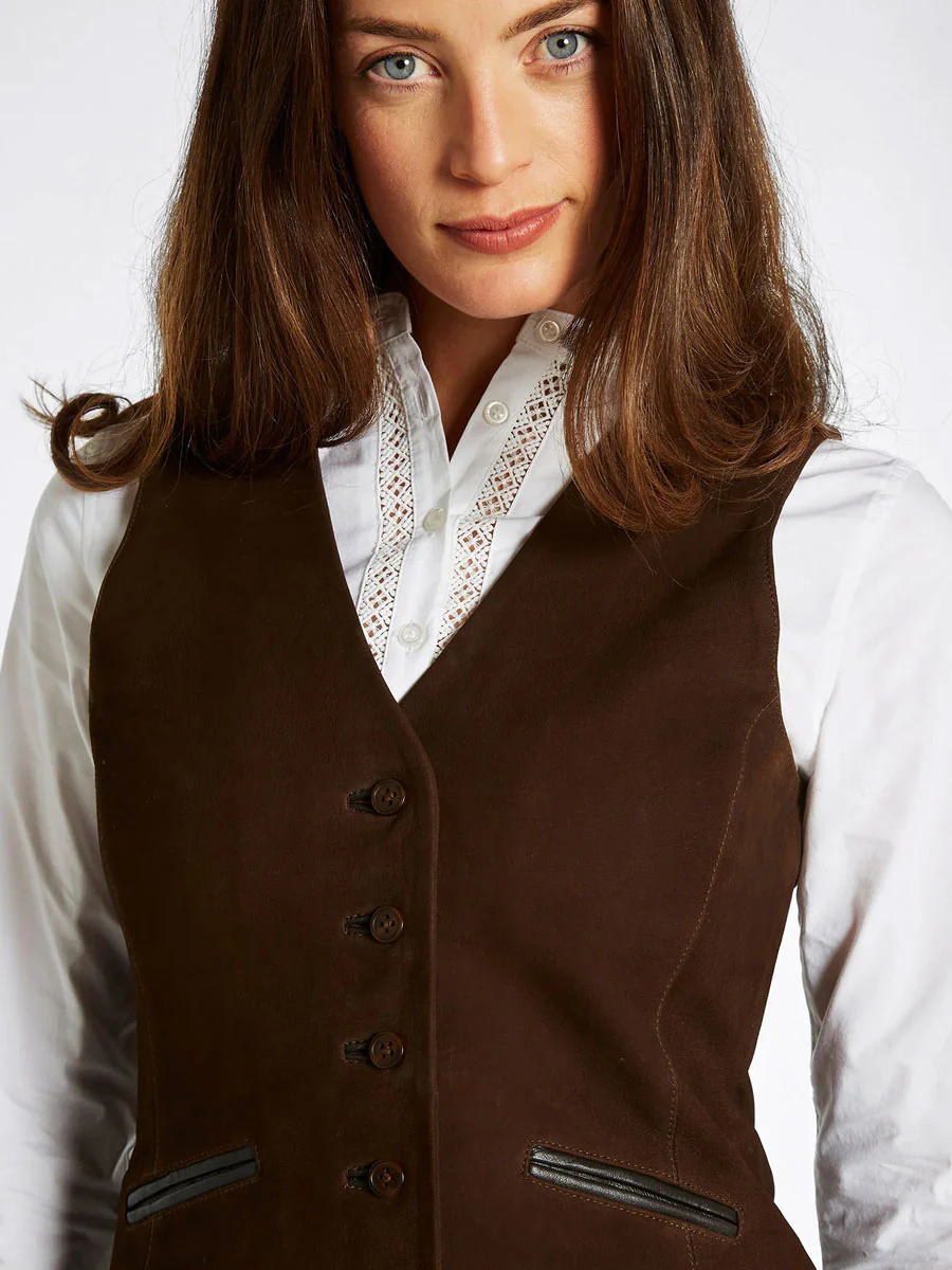 DUBARRY Greville Tailored Leather Waistcoat - Women's - Walnut - Image 5