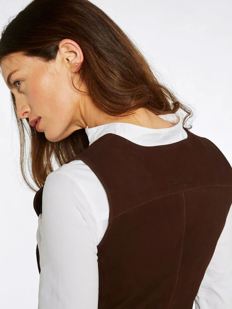 DUBARRY Greville Tailored Leather Waistcoat - Women's - Walnut - Image 6