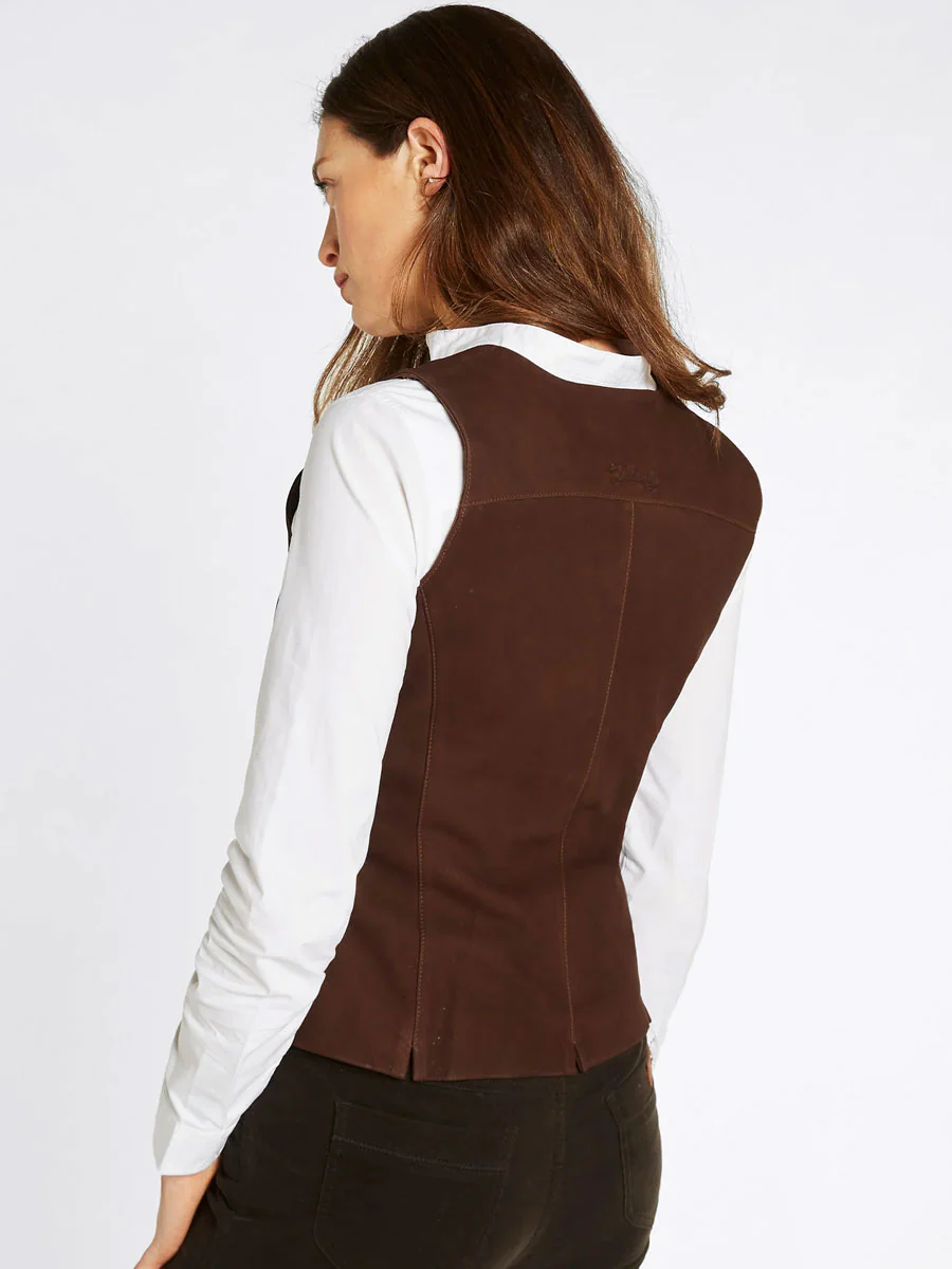 DUBARRY Greville Tailored Leather Waistcoat - Women's - Walnut - Image 7