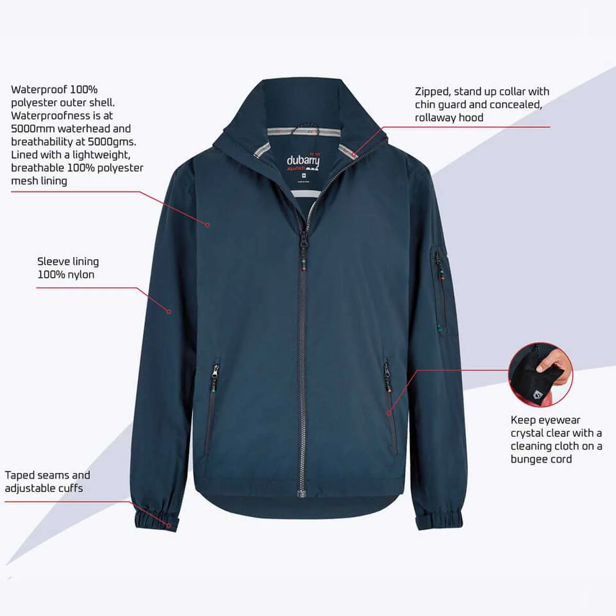 DUBARRY Levanto Mens Lightweight Crew Jacket - Navy - Image 4