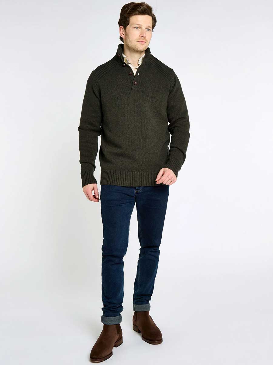 DUBARRY Shields Button Neck Sweater - Men's - Olive - Image 3