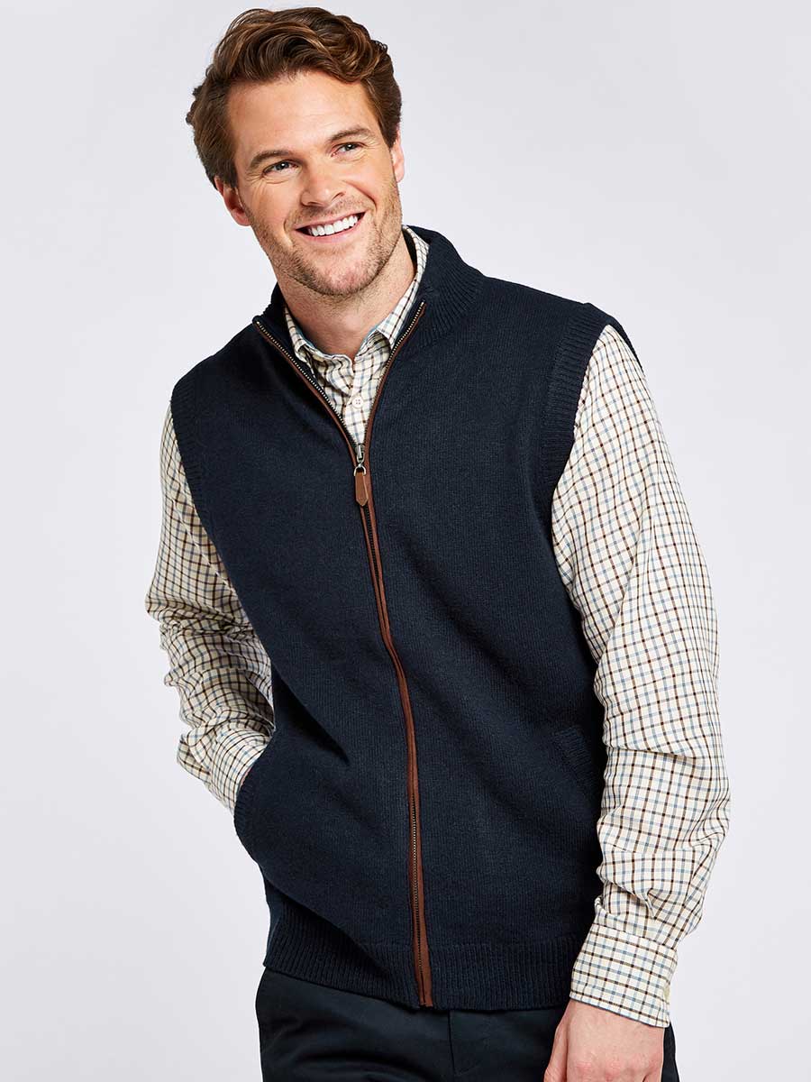 DUBARRY Upperwood Wool Blend Knit Gilet - Men's - Navy - Image 2