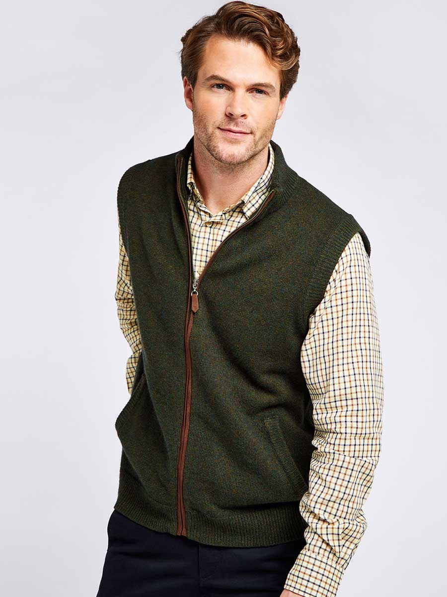 DUBARRY Upperwood Wool Blend Knit Gilet - Men's - Olive - Image 2