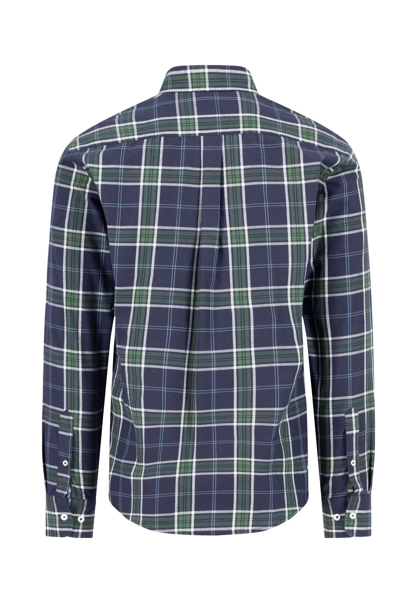 FYNCH HATTON Checked Cotton Shirt – Men’s Button-Down – Green/Blue - Image 3