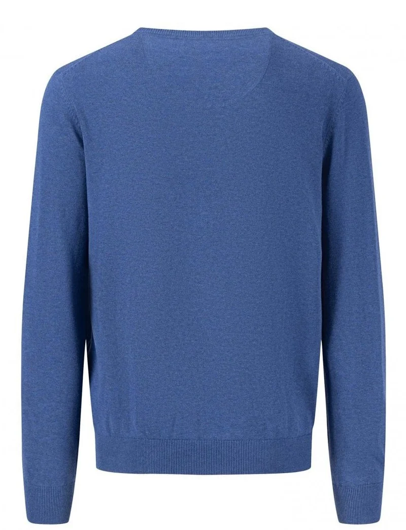 FYNCH HATTON Crew Neck Sweater - Men's Fine Knit – Azure - Image 3