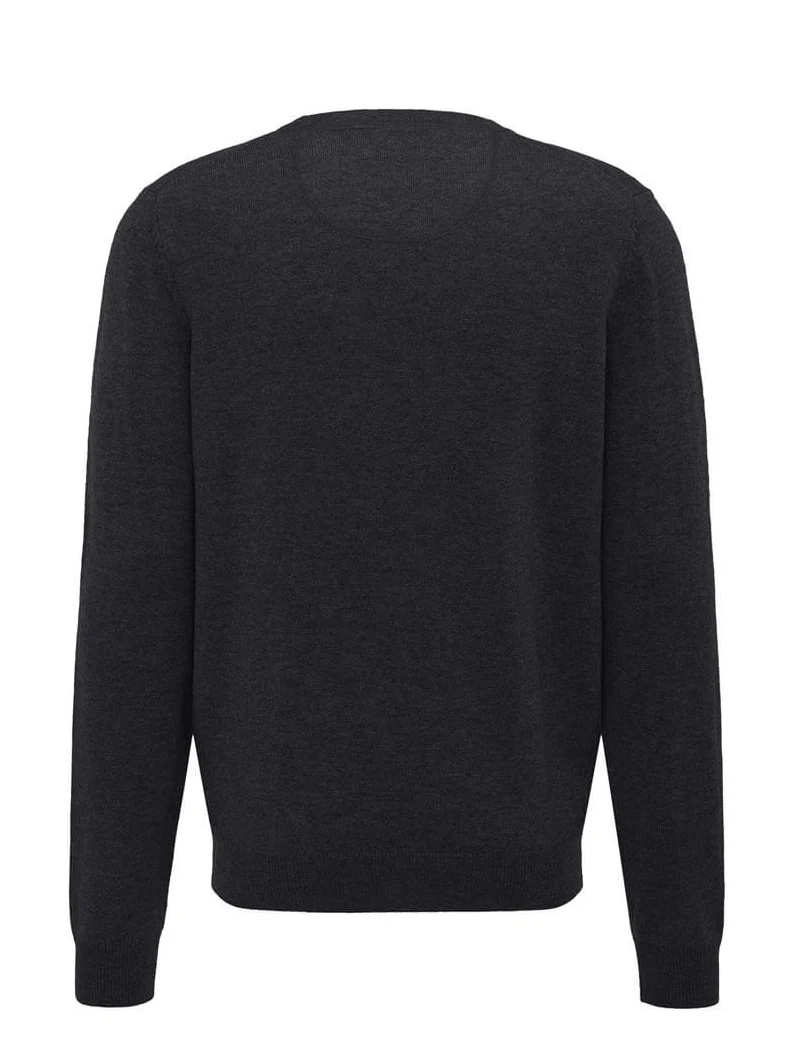FYNCH HATTON Crew Neck Sweater - Men's Fine Knit – Charcoal - Image 3