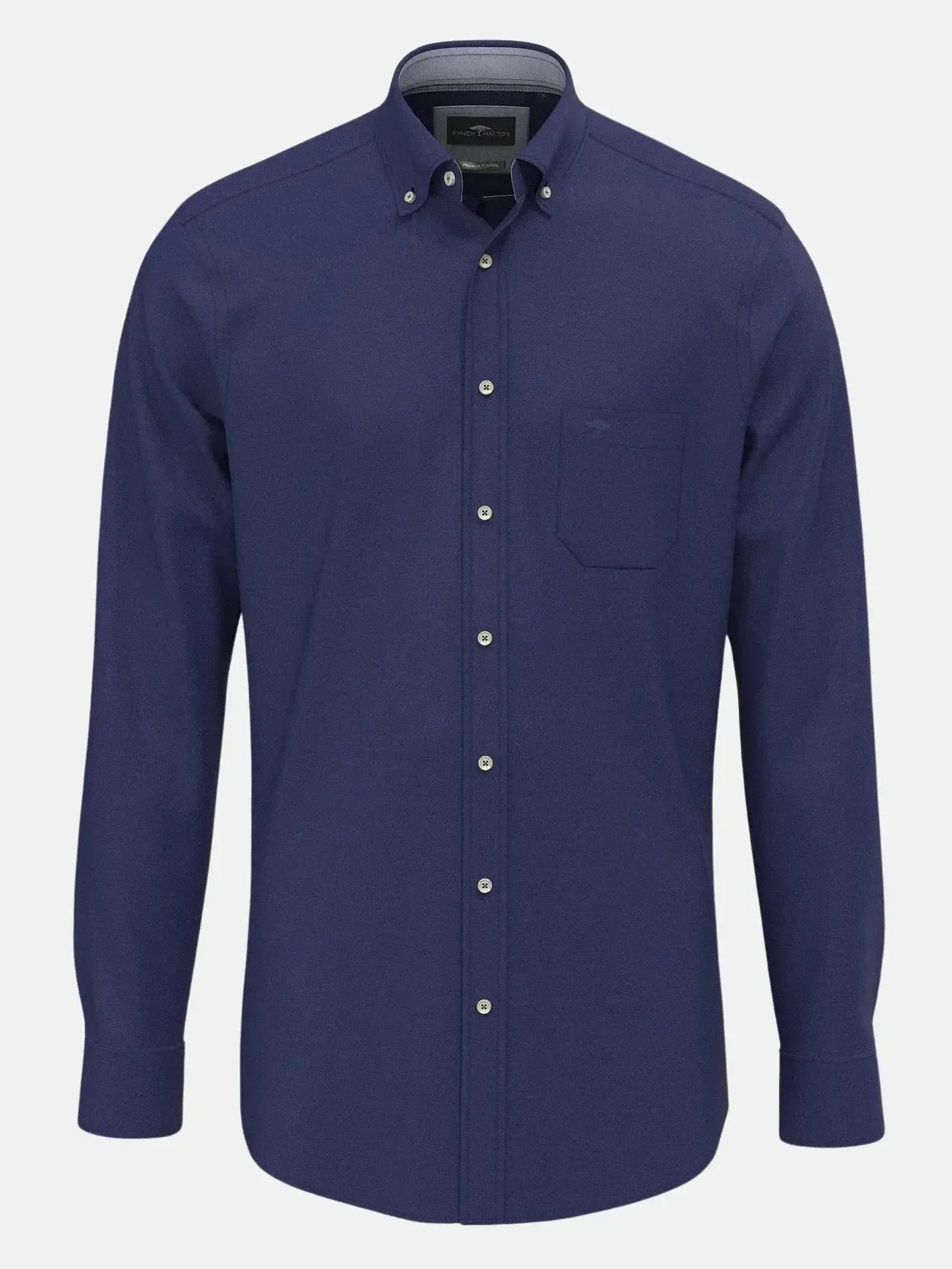 60% OFF - FYNCH HATTON Essential Cotton Flannel Shirt – Men's Button-Down – Navy - Size: SMALL