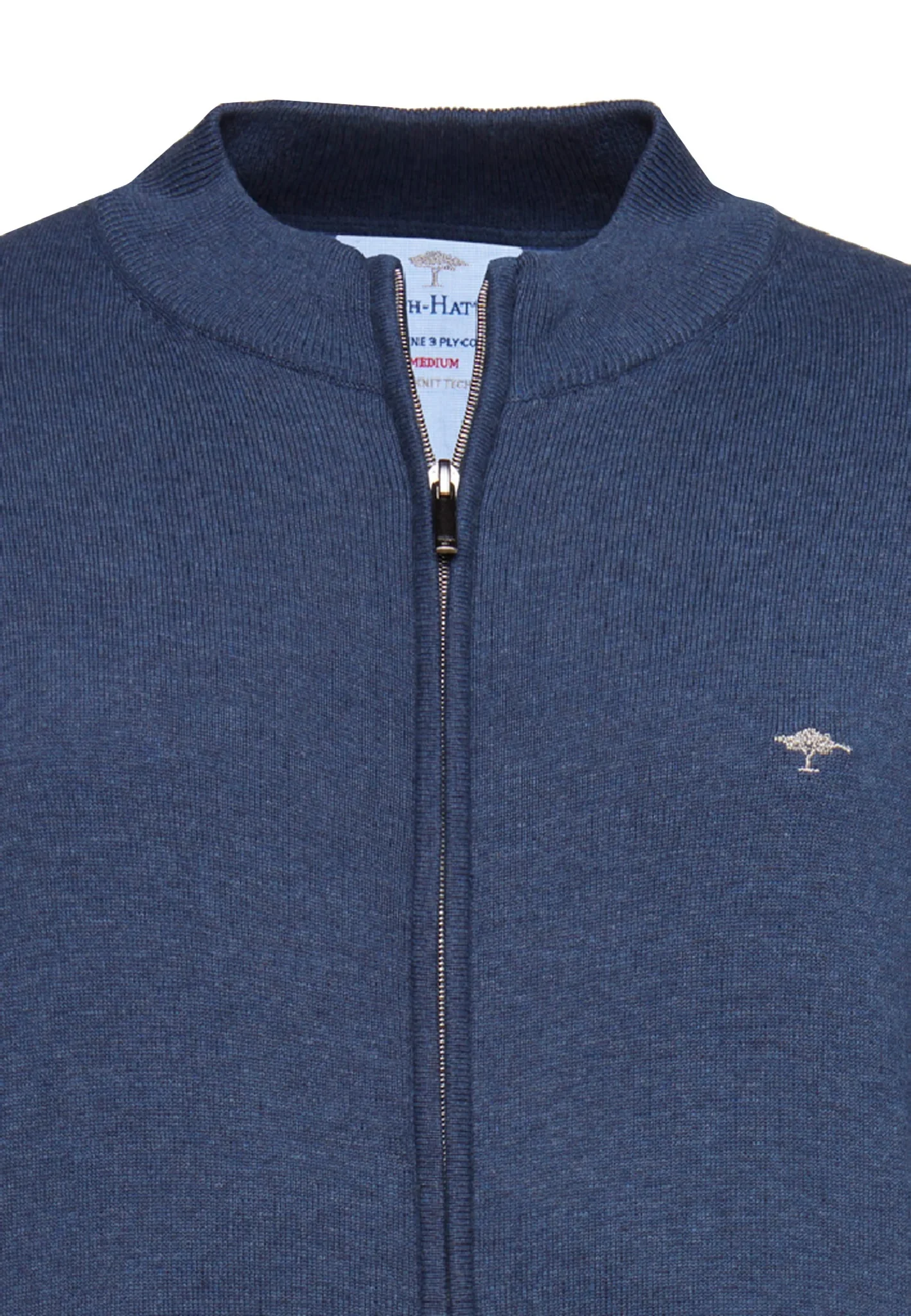 FYNCH HATTON Full Zip Cardigan - Men's Superfine Cotton – Night - Image 2